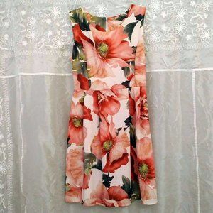 Femme de Carriere Fit & Flare Floral Dress in Pinks & Corals, size 6-8